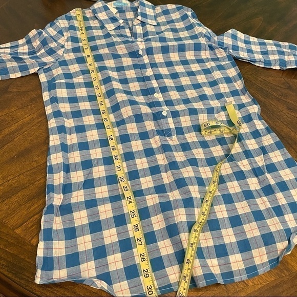 J.McLaughlin Wren Tunic Blue Gingham Check Button Down Shirt Size Small - Picture 9 of 10